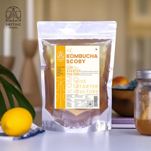 Sattvic Foods Kombucha SCOBY (400 g) | Endless Brewing with Tea & Sugar | Natural, NON-GMO, Live Culture | Probiotic-Rich, Gut Health & Immunity Support, Hangover Remedy | Grows Baby SCOBYs