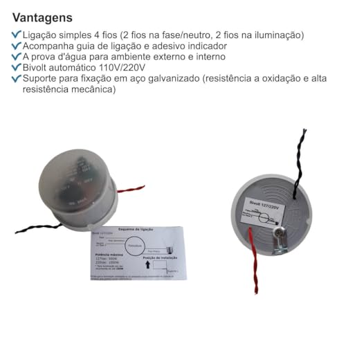 Fotocelula rele sensor noturno bivolt para refletor led