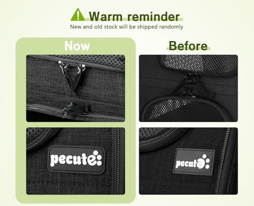 pecute Haustier Rucksack mit Netzfenster, Tragbare und Faltbare Katzentasche, Atmungsaktive und Leichte Hundetasche, Wasserdichtes Oxford-Tuch mit Viel Platz, Multifunktionales Rutschfestes Schwarz XL