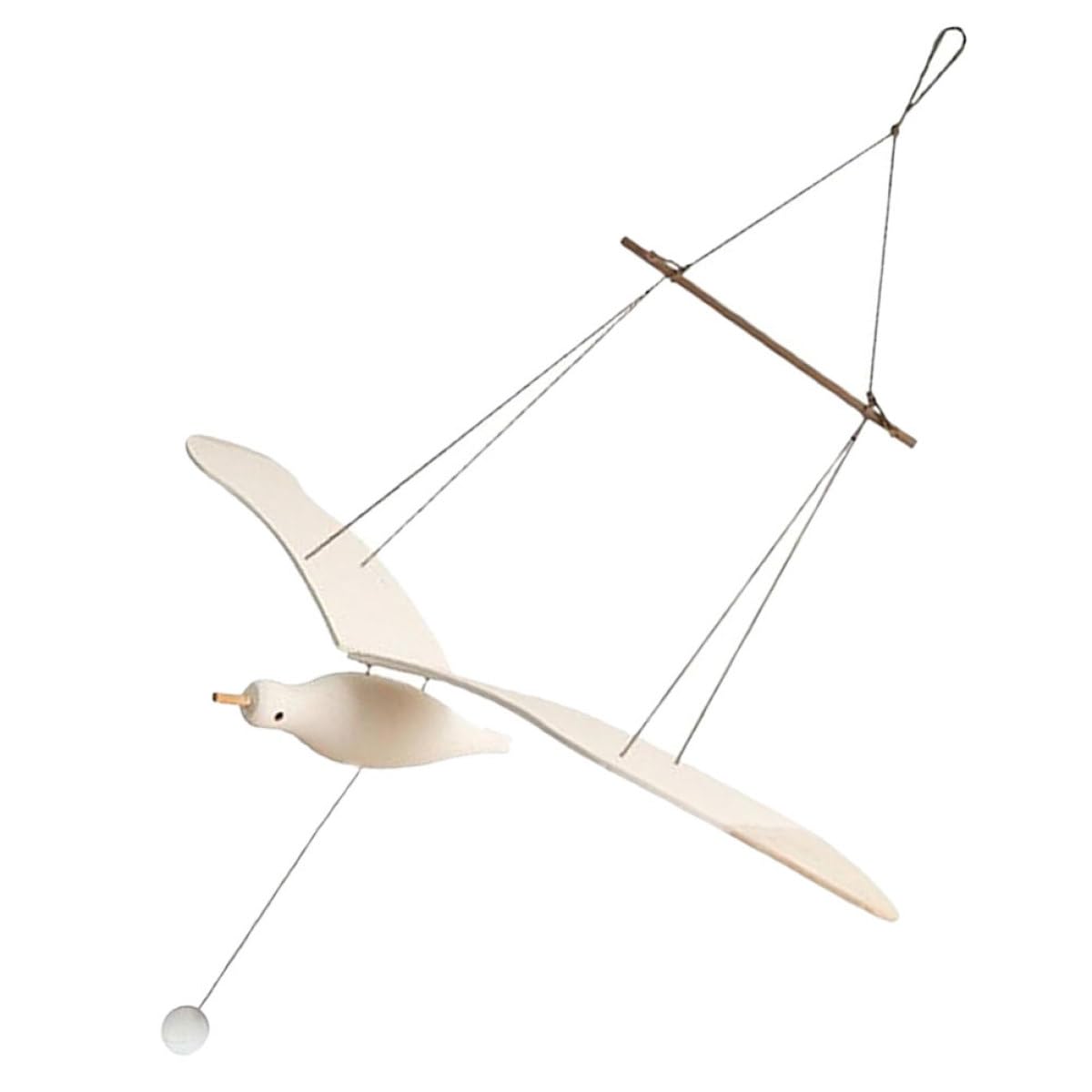 Decorazione da Appendere in Legno a Forma di Uccellino Bianco, Ciondolo Decorativo per Cameretta, Lampadario da Parete Artigianale Stile Nordico per Arredamento Casa