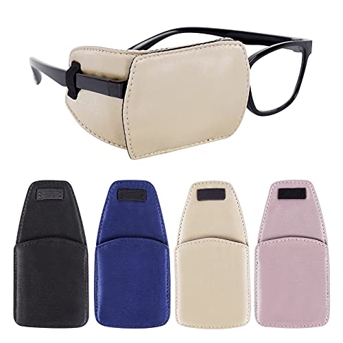 eZAKKA Eye Patches for Adults, Eye Patch for Glasses Silk Patch for Lazy Eye Amblyopia Strabismus and After Surgery (Black+Navy Blue+Champagne+Light Pink)