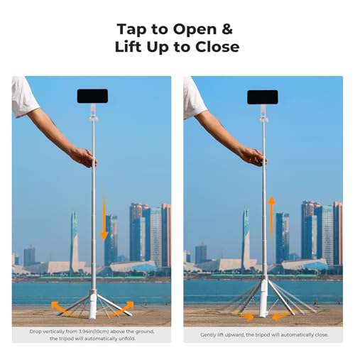 Image of K&F CONCEPT TF08 72 inch Phone Tripod, 3-in-1 Clip & Magnetic Selfie Stick with Remote, Automatic Phone Tripod Stand, Compatible with iPhone 17-12 Series Osmo Pocket 4 /3 Insta360 X5 Luna Ultra