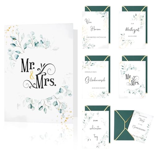 Hochzeitskarte Eukalyptus Set, 6er Glückwunschkarte Hochzeit A6 mit Umschlägen, Klappkarten Karte Hochzeit, Geeignet für Brautpaar Hochzeitsgeschenke und Glückwünsche Hochzeitskarte Eukalyptus Set, 6er Glückwunschkarte Hochzeit A6 mit Umschlägen, Klappkarten Karte Hochzeit, Geeignet für Brautpaar Hochzeitsgeschenke und Glückwünsche