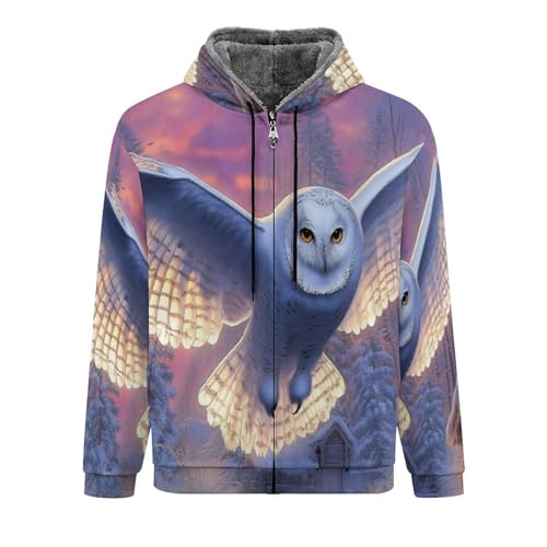 Sweats à capuche doublés en polaire veste Majestic White Owl idéale pour affronter le froid