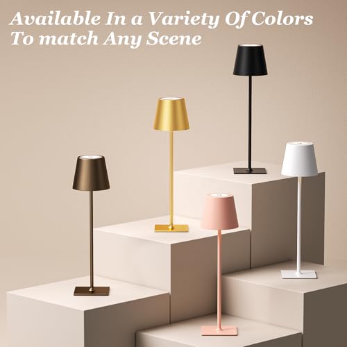 Image of Kakanuo Cordless Rechargeable Table Lamp Black 5000mAh Battery Operated Lamps, 3 Colors Stepless Dimming Touch Lamp for Living Room, Kitchen Counter, Dining, Outdoor Patio, 2 Pack