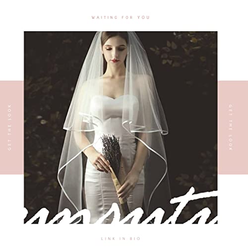 Unsutuo 2 Tiers Bride Wedding Veil Ivory Ribbon Cathedral Veil Bridal Tulle Veil For Women And Girls (White) #TOP5