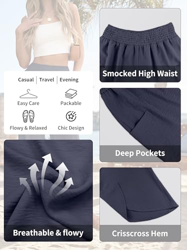 Image of ANRABESS Womens Wide Leg Palazzo Capri Pants 2026 Summer Casual High Waisted Barrel Lounge Flowy Cropped Beach Work Trousers