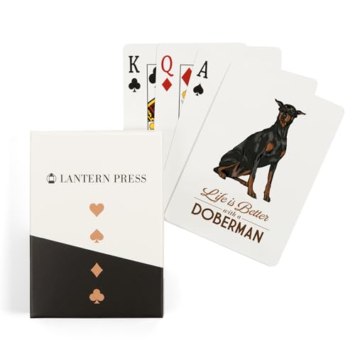 Lantern Press Doberman, 52 naipes tamaño póker
