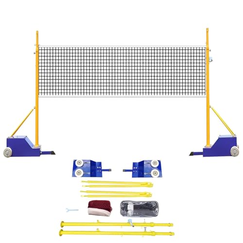 Volleyball Poles for Backyard,with Volleyball Net/Badminton Net,Volleyball Training Equipment,5-6.8ft Adjustable Height,for Adults Kids Stadium