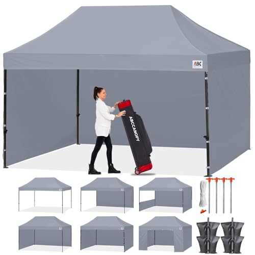 Image of ABCCANOPY Heavy Duty Easy Pop up Canopy Tent with Sidewalls 10x15, Gray