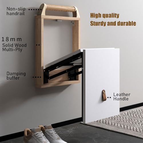 Chaise pliante murale cachée escamotable et tabouret pliant en bois massif gain de place