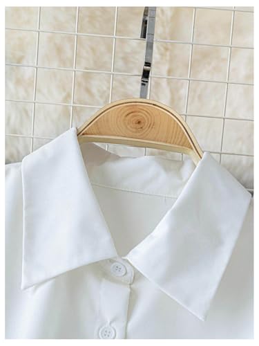 GORGLITTER Women's Button Down Long Sleeve Blouse Metal Cinch Wasit Bow Tie Back Office Work Shirt Top3