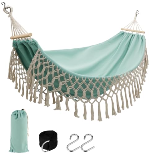 LNWQSQR Bohemian Canvas Hammock with Tassels Mint Green 79x39