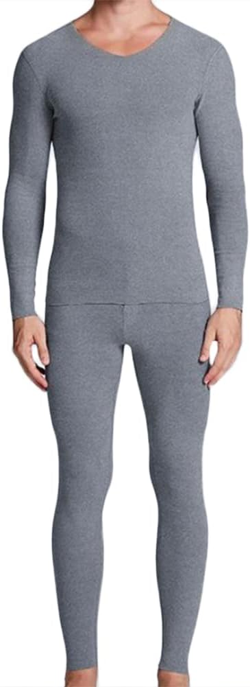HSQSMWJ Mens Thermal Underwear Set Winter Long Sleeve Top and Long Johns Bottoms L-3XL