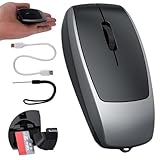 Wireless Mouse Mini Small Bluetooth with Card Reader (Up to 2TB) Portable Silent Rechargeable Optical Travel Thin Finger Mice for PC Smartphone Laptop Tablet Android Windows Gift（Gray）
