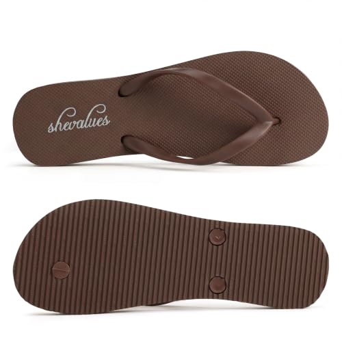 Image of shevalues Slim Basic Flip Flops for Women with Comfortable Yoga Mat | Lightweight Non Slip Rubber Sandals for Beach, Shower, Pool & Summer Casual Wear