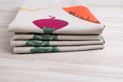 Image of Cotton Hand and Lunch Towel Daily use Face Towel Pack of 4 (18 inch * 28 inch) 100% Cotton Towel Set (Grey Vegetables Towel)