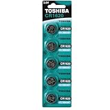 Batterie Toshiba Lot de 5 piles bouton au lithium CR1620 - Longue durée de vie - Piles bouton pour montres, porte-clés, balances et plus encore