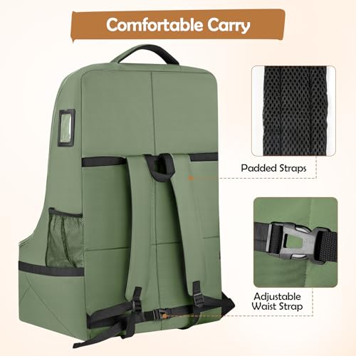 Image of YOREPEK Padded Car Seat Bags for Air Travel, Car Seat Travel Backpack with Shoulder Straps, Gate Check Carsat Bag, Baby Travel Essentials for Flying