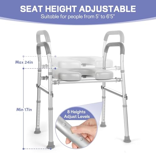 Image of iDream Raised Toilet Seat with Handles - Padded, Adjustable Height & Width, Heavy Duty 160kg Support, Fits All Toilets, Ideal for Seniors, Bariatric, Handicap, and Post-Surgery Use