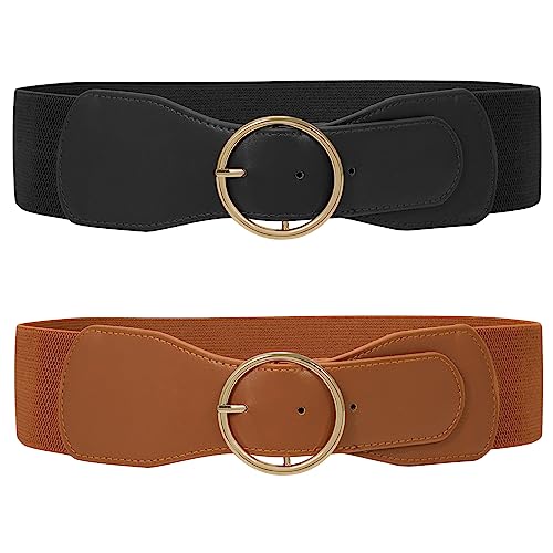 WERFORU 2 Stück Elastischer Taillengürtel für Damen Vintage Breiter...