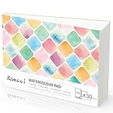 KONCCI Watercolour Paper Pad A4, 30 Sheets Watercolour Sketchbook 300GSM, Cotton Blend, Cold Press & Acid-Free, Natural White, Glued Bound, for Painting Drawing Beginner Students