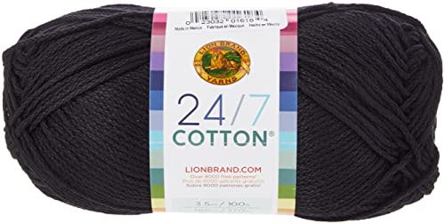 (1 Skein) 24/7 Cotton® Yarn, Black #TOP2