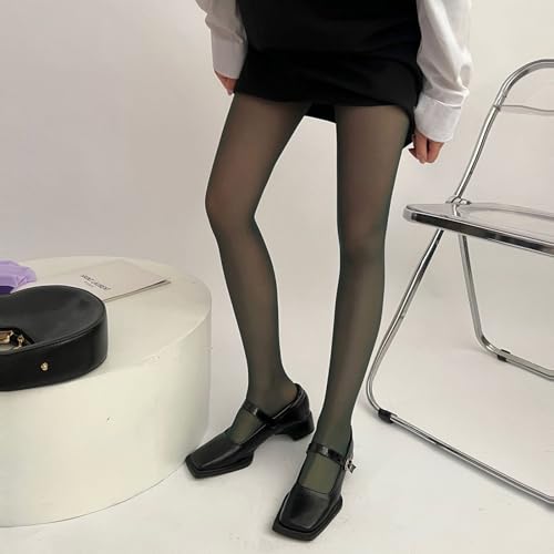 Image of Women Solid Candy Colored Thin Seamless Pantyhose Spring and Semi Opaque Colorful Elastic Footed Tights Stockings