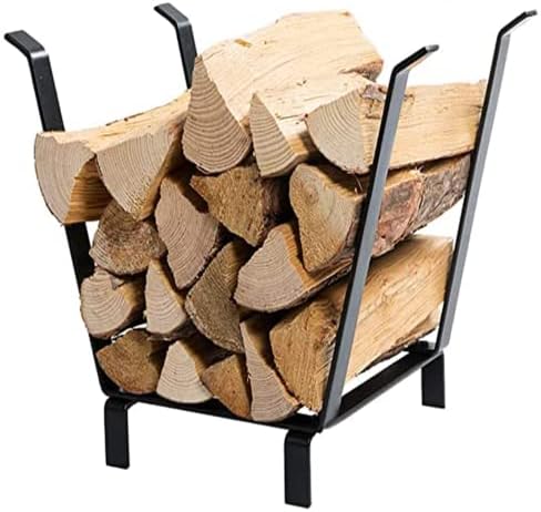 DOEWORKS 20 Inches Indoor/Outdoor Decorative Firewood Rack Log Carrier, Black