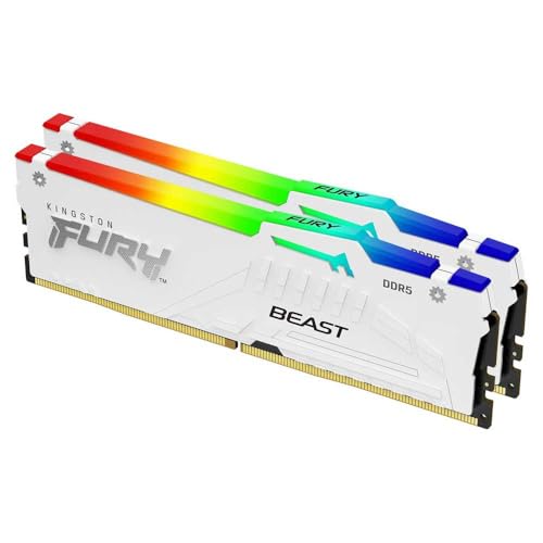 Kingston FURY Beast White RGB 32GB (2x16GB) 6400MT/s DDR5 CL32 DIMM fXNgbvQ[~OLbg AMD EXPO/Intel XMP - KF564C32BWEAK2-32