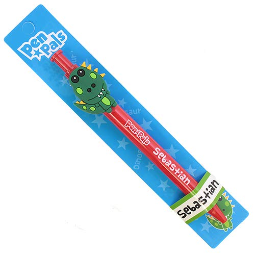 Stands Out, Supplying Outstanding Gifts Sebastian Boys Personalised Red Retractable Pen With a Fun Dinosaur Character With Blue Ink