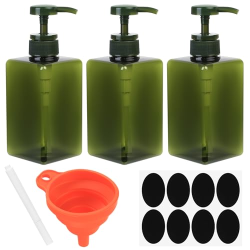 3 Piezas 450ML Dispensador de Botellas de Champú con Bomba, Dispensador de Jabón de Plástico Vacío, Botellas de Jabón Recargable para Baño, Cocina, Loción, Gel de Ducha y Lavado