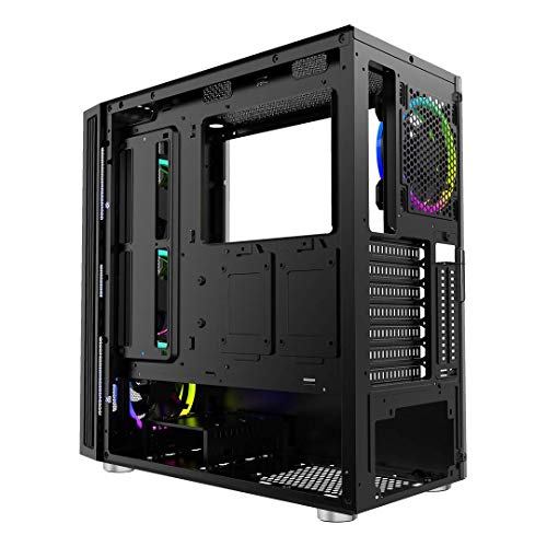 Image of Ant Esports ICE-511 MAX Mid Tower Mesh Computer Case I Gaming Cabinet Supports E-ATX, ATX, Micro-ATX, Mini-ITX MB with Sliding Tempered Glass Side Panel, 3 x 120mm Auto-RGB Front & 1 x120mm Fan, black