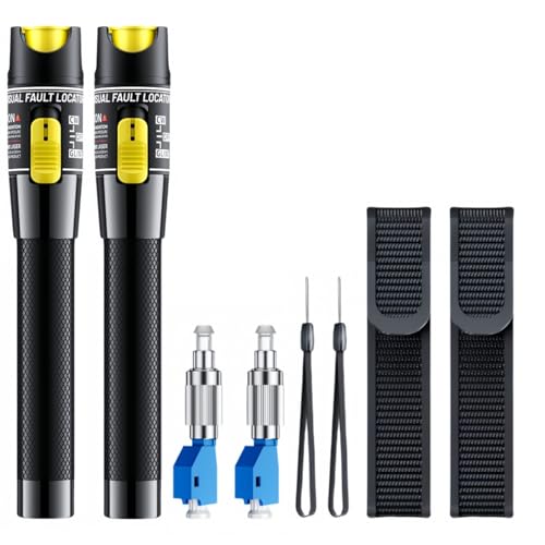 TXWTXPJ-50 Visual Fault Locator (VFL) - Fiber Optic Tester for Cable Fault Detection,Visual Fault Locator Fiber Optic Tester Kit Including Single Mode 9/125μm FC Male to LC Female Adapter
