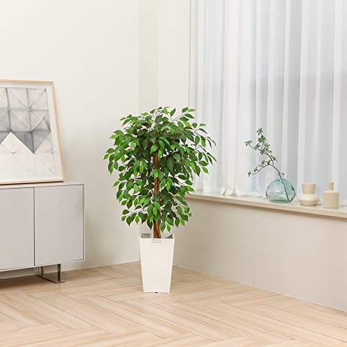 Soguyi 4Ft Ficus Artificial Trees With Realistic Leaves And Trunk, Silk Fake Ficus Tree With Plastic Nursery Pot, Faux Ficus Tree For Office Home Farmhouse For Indoor Outdoor Decor(Set Of 1) #TOP5