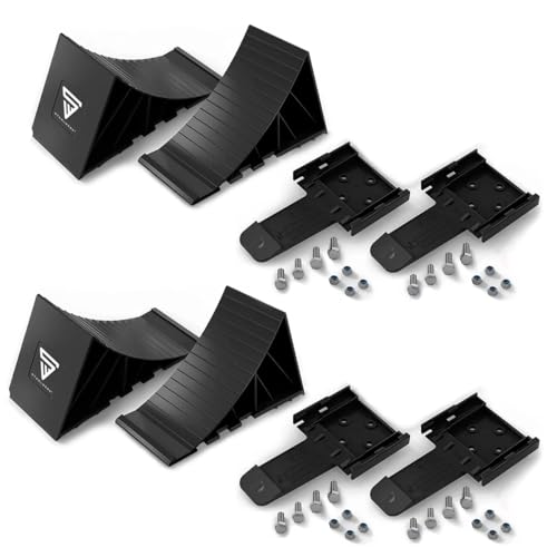 STAHLWERK Juego de 4 cuñas con soporte GT-01 ST, hasta 1,5 t, carga del eje de freno, cuña de freno, cuña de freno, cuña de rueda para coche, remolque, autocaravana, caravana o caravana