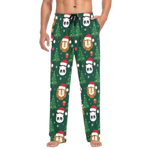 Christmas Animals Men's Pajamas Pants Cotton Sleep Bottoms Pants Lounge Sleepwear - S