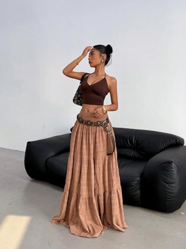 Women High Waist Solid Color Summer Skirt Summer Skirt4