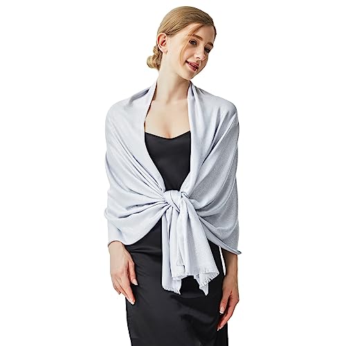 vimate Hochzeit Schals und Wraps, Funkeln Silber Brautkleid Schal Wrap für Gast Abend Cape für Frauen (DE-Hellgrau bis Silber)