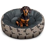 Dog Calming Beds for Small Medium Large Dogs - Round Donut Washable Dog Bed (Dachshund, Small:20 * 20 * 8in)