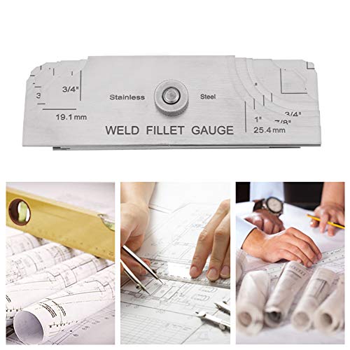Calibrador para soldadura en filete, juego de 7 piezas en acero inoxidable con escala métrica y pulgadas para medir longitud de cateto y espesor de garganta miniatura 2