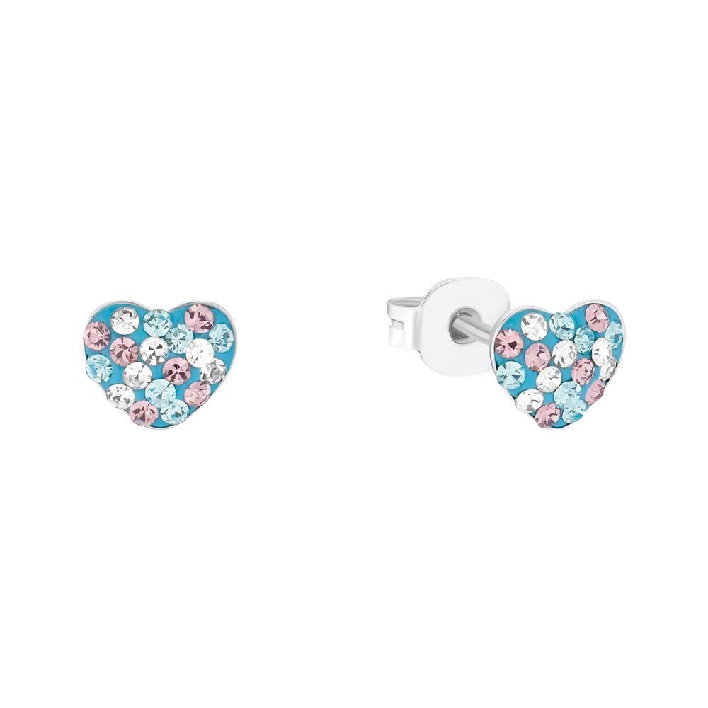 Prinzessin Lillifee stud earrings 925 Sterling silver girls' children's earrings, with Preciosa, 0.6 cm, silver, heart, comes in jewelry gift box 2036427