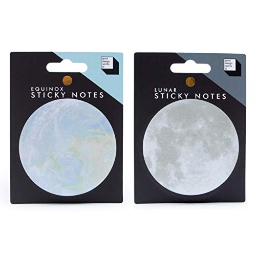 Good Design Works Planet Sticky Notes | Available in Four Designs | Planet and Moon Shaped Sticky Note Pads | Novelty Paper Sticky Pads | Office Supplies | Note Paper