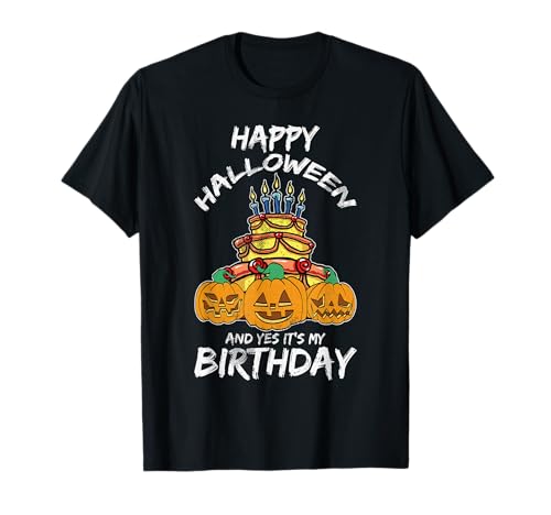 Feliz Halloween Y Sí It'S My Birthday Lazy Costume Bday Camiseta