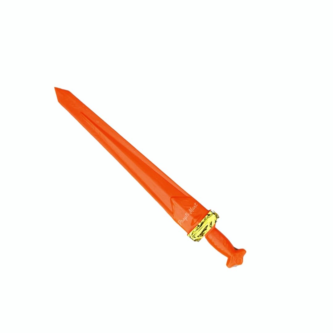 Prapti Mart Plastic Sword/Talwar for Kids | Action Weapon Role Play | Action Figure | Dushehra Ramleela Weapon | Colour Orange | H - 52 CM | Combo - 2 Pcs | Age - 2+ 3