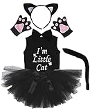 Petitebella Combined I'm Little Animal Headband Tutu Shirt 6pc Girl Costume 1-8y (Cat[black/white], 5-6 Years)