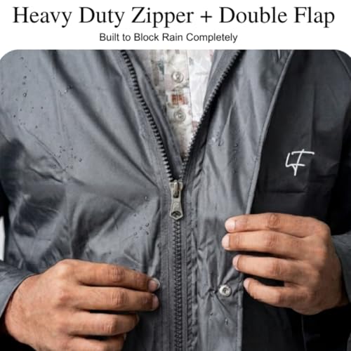 Image of Leriya Fashion Raincoat for Men Waterproof with Hooded Cap | Lightweight Windproof Rainsuit Jacket for Men Waterproof | 2-Piece Raincoat with Button Closure | Rainwear Ideal for Bike Riding & Travel