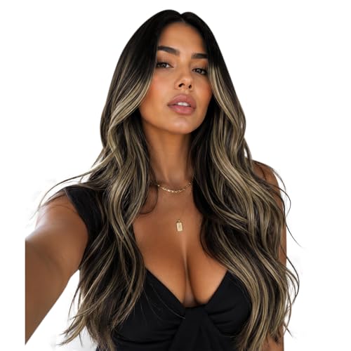 Image of Full Shine Injected Tape in Hair Extensions Human Hair, Color 1B /27 /1B Off Black Rooted Honey Blonde, 16 Inch, 40G, 20 Pcs, Natural Volume, Lightweight Comfort, Workday Ready, Natural Blend