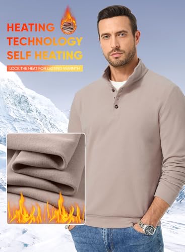 JMIERR Men's Casual Pullover Sweatshirts Long Sleeve Lightweight Knitted Fleece Thermal Mock Neck Sweater2