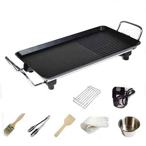 Tischgrill Tischgrill Elektrisch, Barbecue Elektrogrill Rauchfrei, Grill zum Grillen im Haus, auf Dem Balkon Oder im Garten Silber